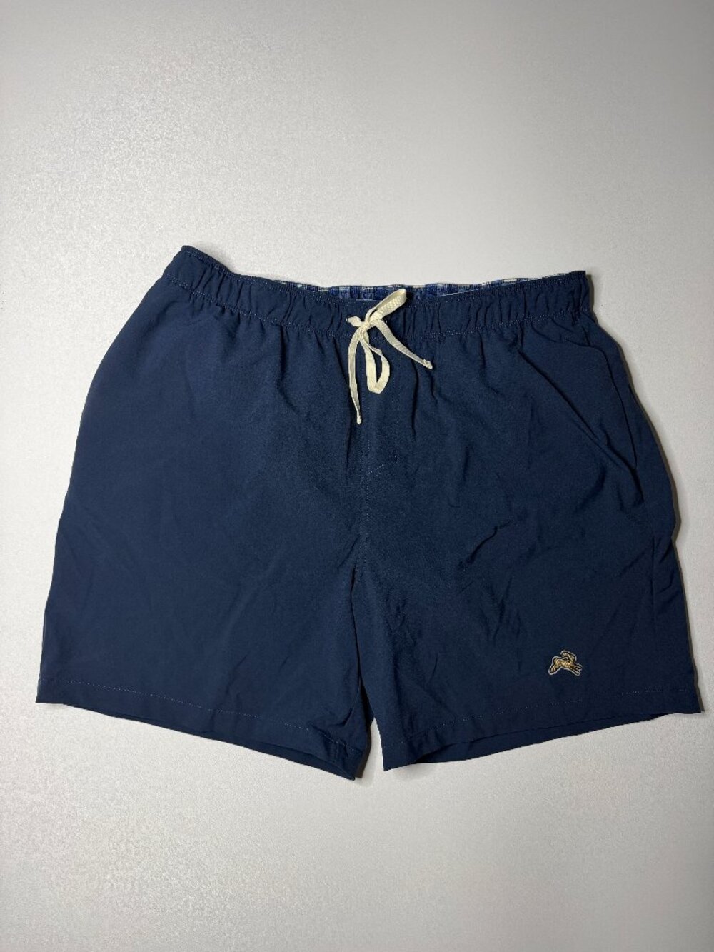 Tracksmith Run Cannonball Running Shorts XL Navy Plaid Lined 6" Gym Swim